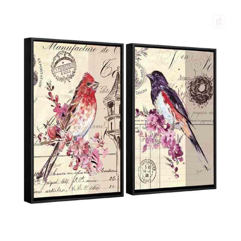 Buy Splattered Blue Birds Wall Art - Set Of Two at Vaaree online | Beautiful Wall Art & Paintings to choose from