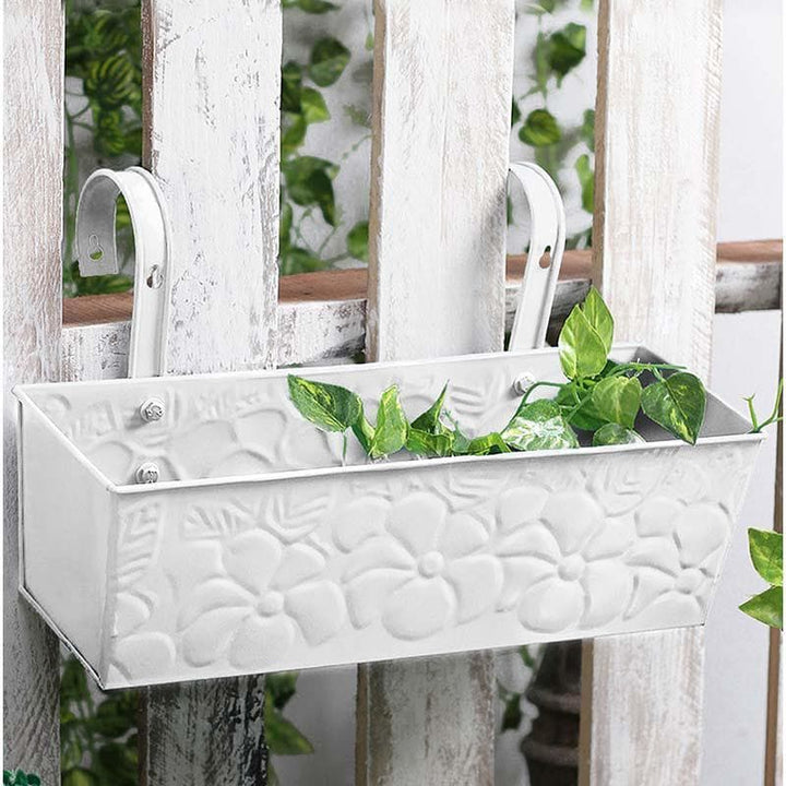 Buy Embossed Rectangle Planter- White at Vaaree online