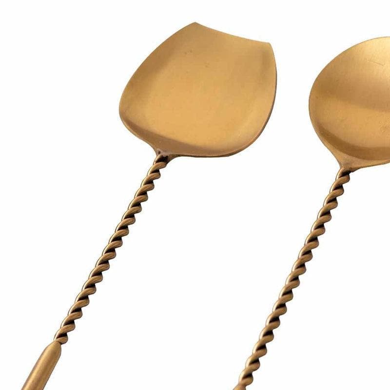 Buy Twisted Love Serving Spoon - Gold - Set Of Two at Vaaree online | Beautiful Salad Spoon to choose from