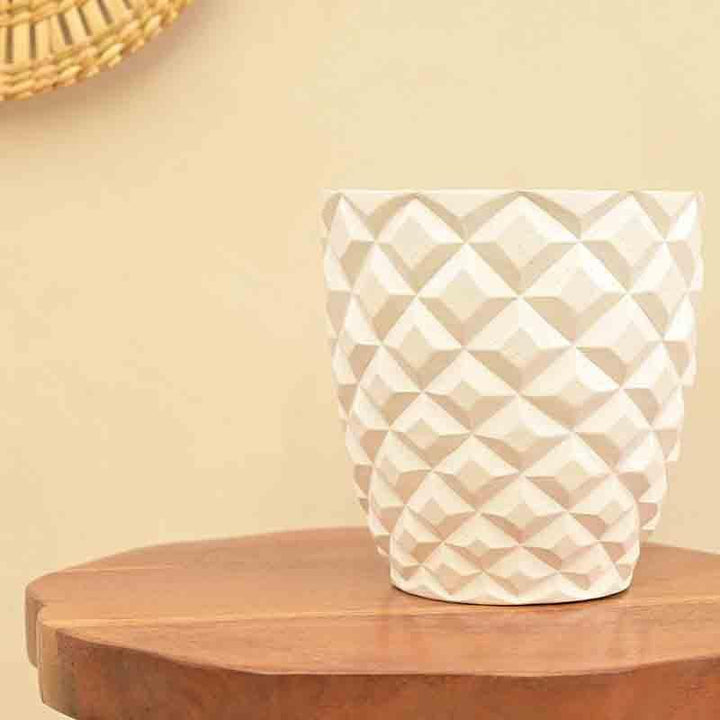 Buy UGAOO Planter Heraldry Vase Taper Round - White at Vaaree online | Beautiful Pots & Planters to choose from