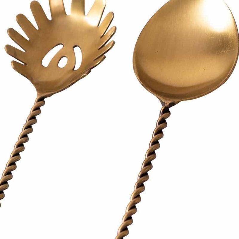 Buy Twisted Love Salad Serving Spoon (Gold) - Set Of Two at Vaaree online | Beautiful Salad Spoon to choose from