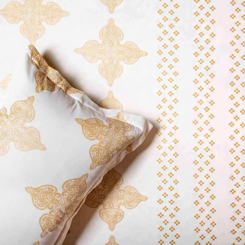 Buy Metrix Bliss Bedsheet - Golden at Vaaree online | Beautiful Bedsheets to choose from