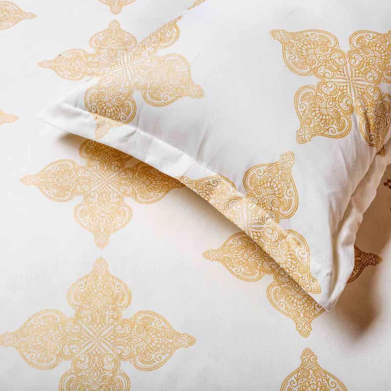Buy Metrix Bliss Bedsheet - Golden at Vaaree online | Beautiful Bedsheets to choose from
