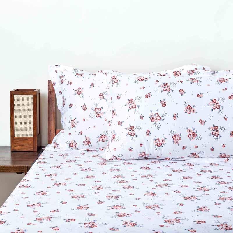 Buy Scattered Blooms Bedsheet - Maroon at Vaaree online | Beautiful Bedsheets to choose from