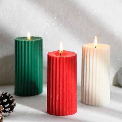 Buy Long Christmas Trio Pillar Candle- Set Of Three at Vaaree online | Beautiful Candles to choose from