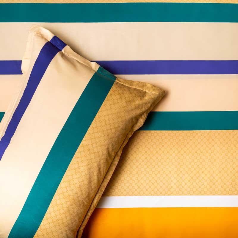 Buy Colorblocked Stripes Bedsheet at Vaaree online | Beautiful Bedsheets to choose from
