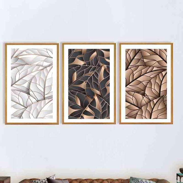 Buy Overlapping Leaves Wall Art - Set Of Three at Vaaree online | Beautiful Wall Art & Paintings to choose from