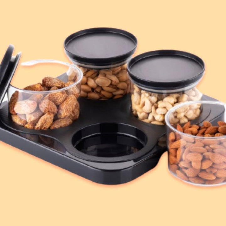 Buy Black Circling Airtight Container (500 ml each)- Set of 4 at Vaaree online | Beautiful Container to choose from
