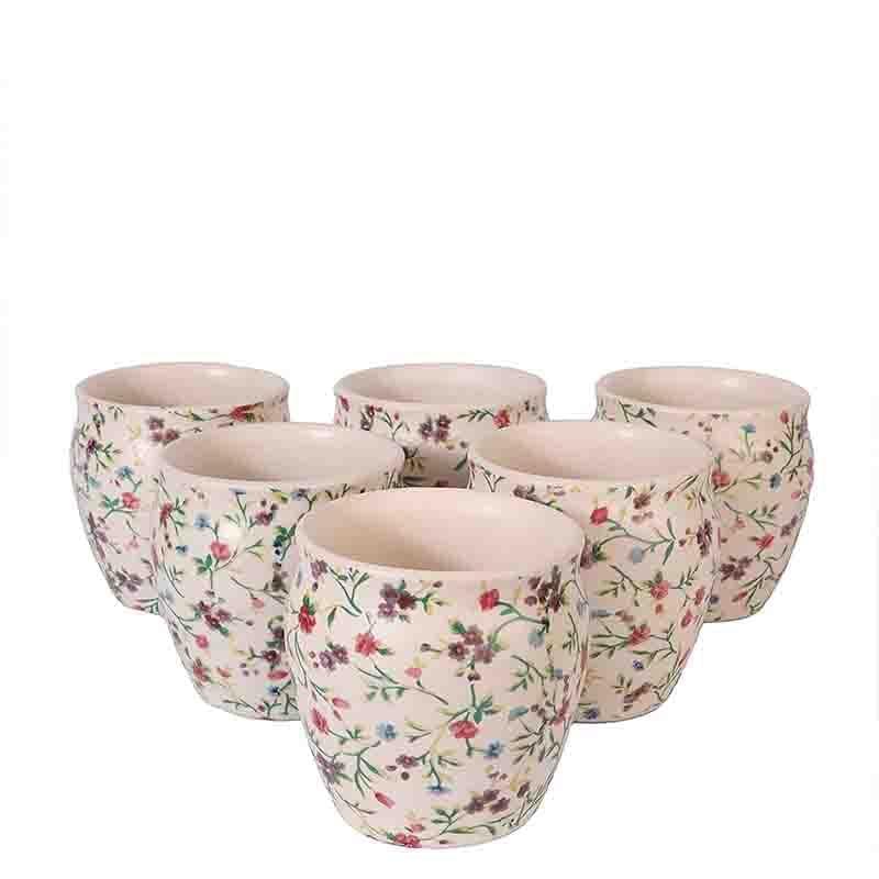 Buy Floral Ceramic Kulhad - Set Of Six at Vaaree online | Beautiful Kulhad to choose from