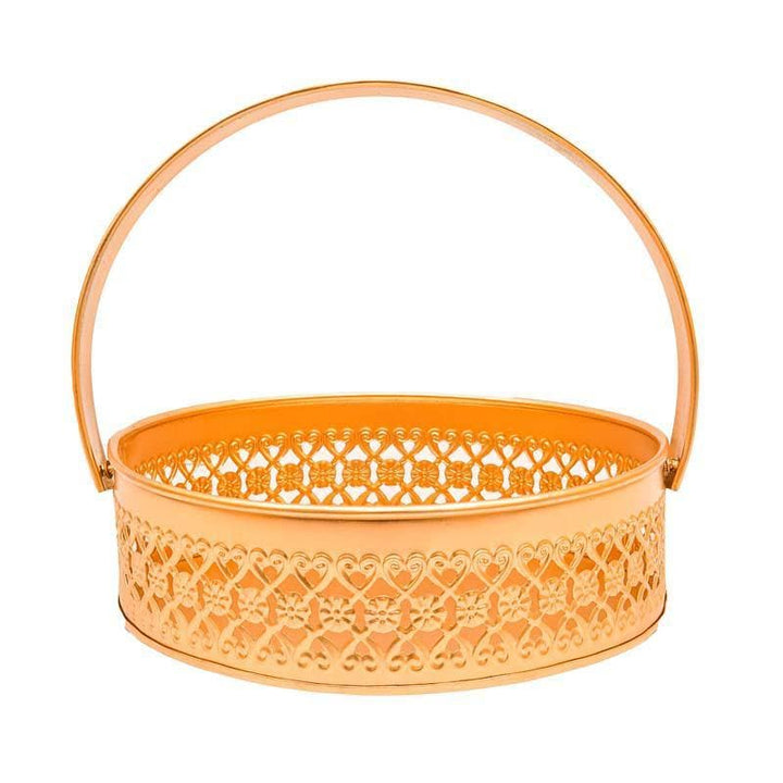 Buy Golden Bling Basket Tray at Vaaree online | Beautiful Tray to choose from