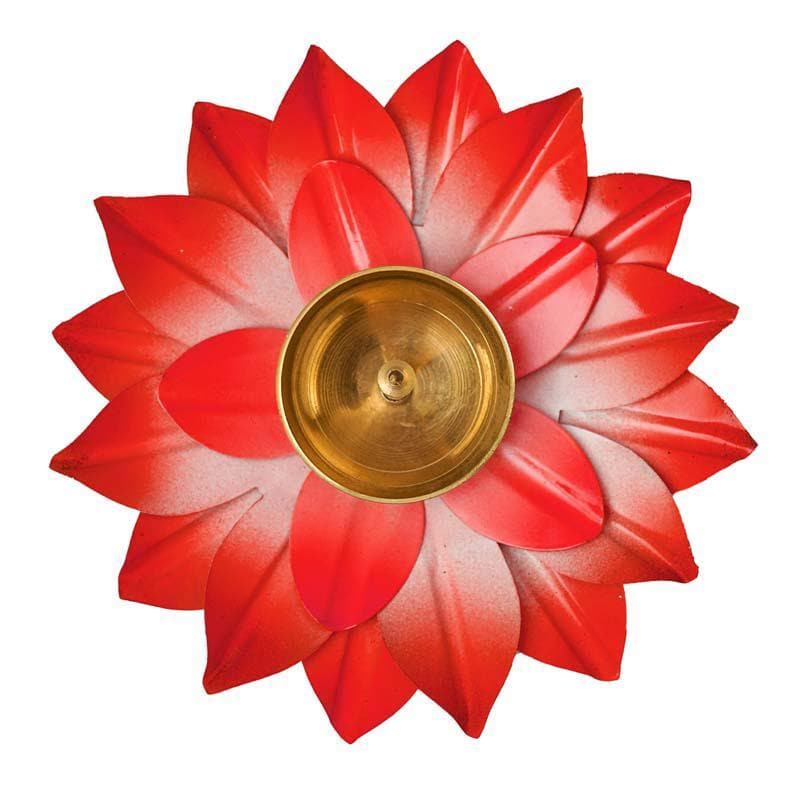 Buy Sacred Bloom Diya- Red at Vaaree online | Beautiful Diyas to choose from
