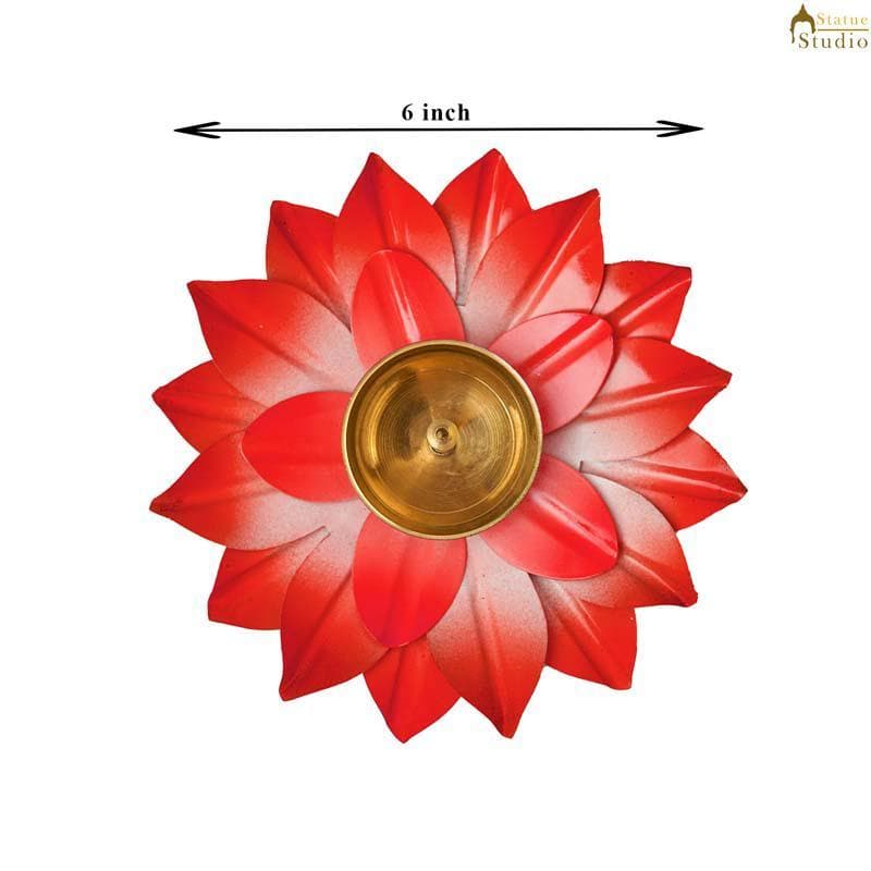 Buy Sacred Bloom Diya- Red at Vaaree online | Beautiful Diyas to choose from