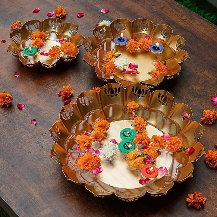 Buy Petalled Urli Set at Vaaree online | Beautiful Pooja Essentials to choose from