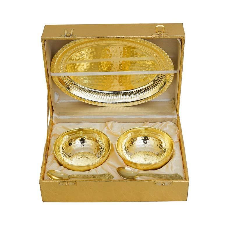 Buy Gleaming Golden Bowl & Tray - Gold at Vaaree online | Beautiful Tray to choose from