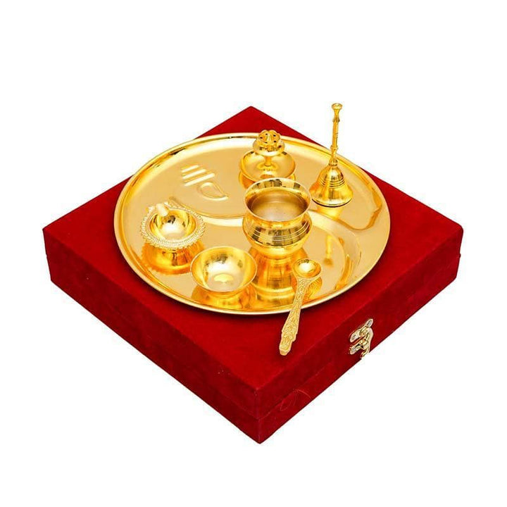 Buy Shubh Pooja Thaali- Gold at Vaaree online | Beautiful Pooja Essentials to choose from