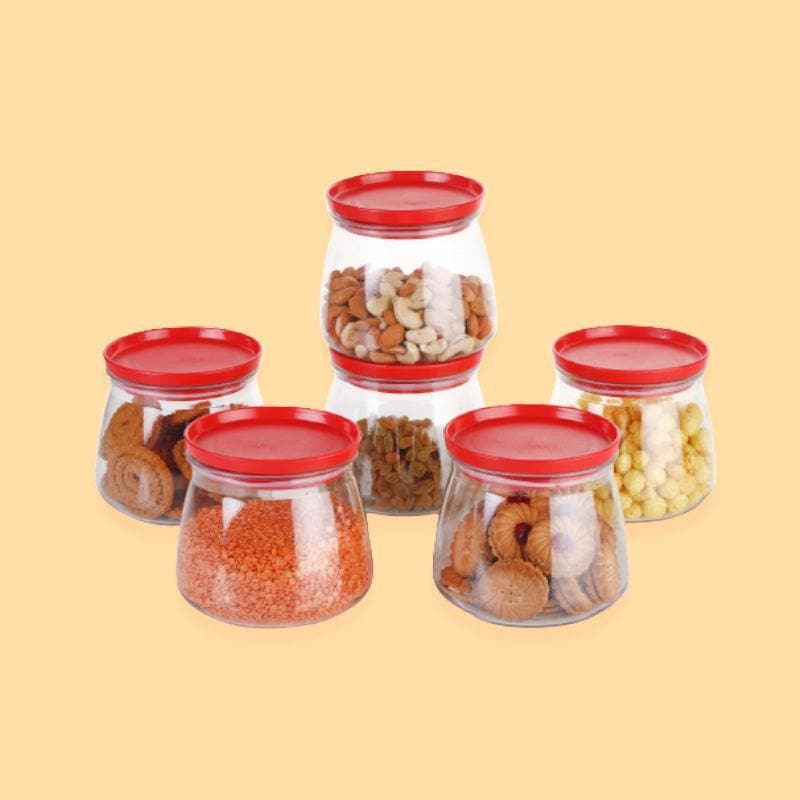 Buy Red Matukdi Airtight Container(900 ml each) - Set Of Six at Vaaree online | Beautiful Container to choose from