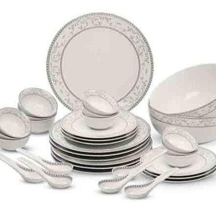 Buy Titillating Silver Dinner Set - 33 Pieces at Vaaree online | Beautiful Dinner Set to choose from
