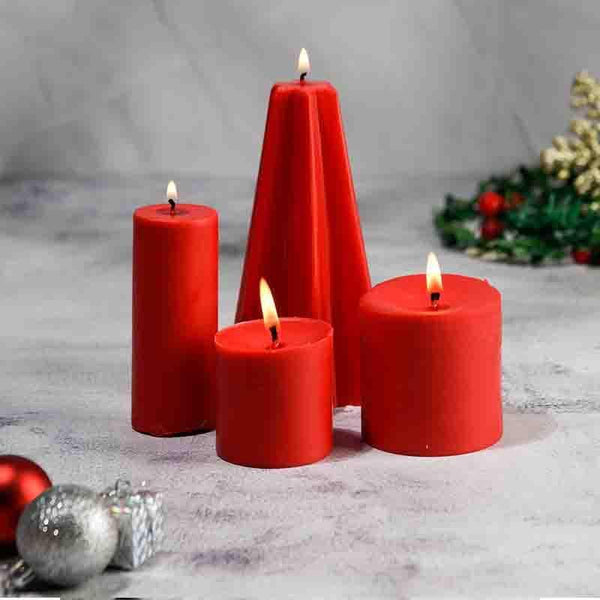 Buy Cherry Night Pillar Candle- Set Of Four at Vaaree online | Beautiful Candles to choose from