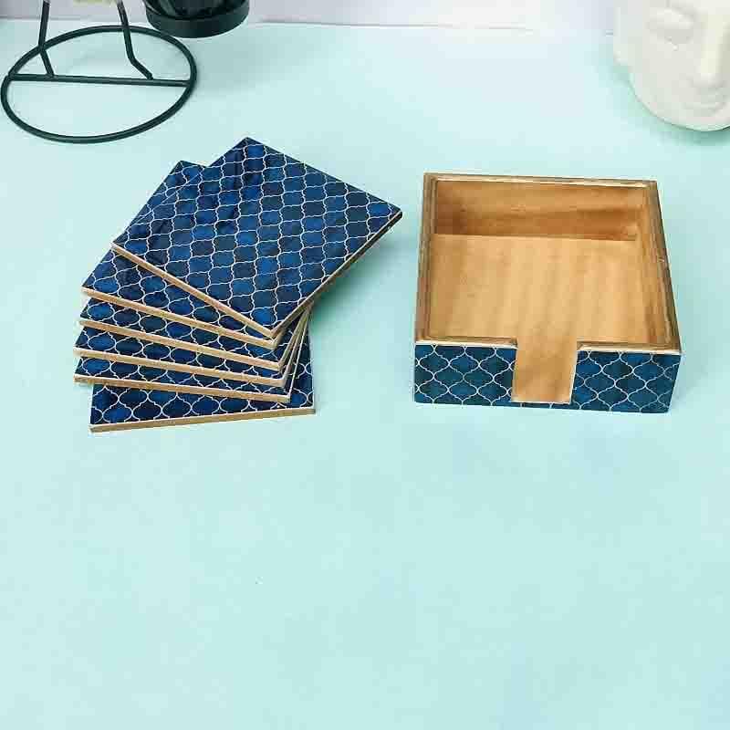 Buy Ombre Checkered Coasters - Blue - Set Of 6 at Vaaree online | Beautiful Coaster to choose from