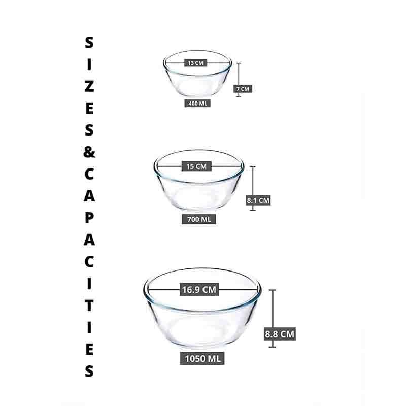 Buy Clear Glass Mixing Bowl - Set of Three at Vaaree online | Beautiful Bowl to choose from
