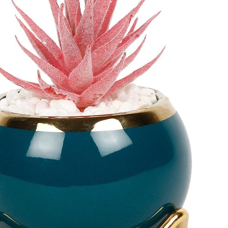 Buy Glazed Teal Pot With Faux Plant at Vaaree online | Beautiful Faux Plant to choose from