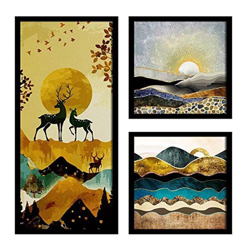 Buy Beyond The Mountains Wall Art - Set Of Three at Vaaree online | Beautiful Wall Art & Paintings to choose from