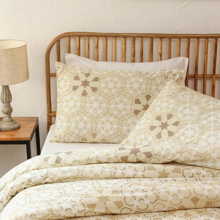 Buy Beige Prismatic Bed Set at Vaaree online | Beautiful Bedsheets to choose from