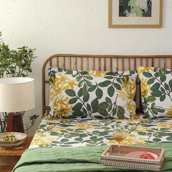 Buy Phool Bahaara Bedsheet- Green at Vaaree online | Beautiful Bedsheets to choose from