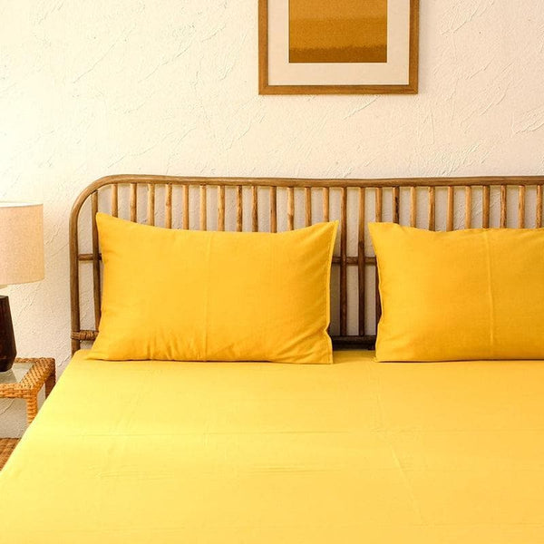 Buy Slay In Solid Bedsheet- Yellow at Vaaree online