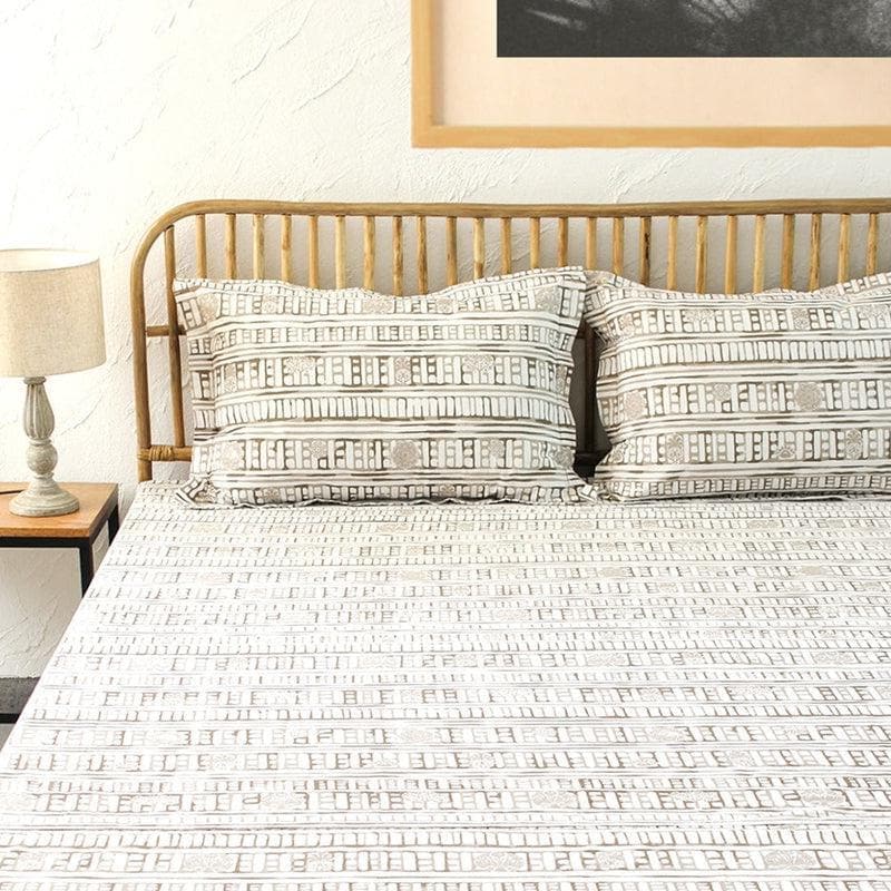 Buy Bricked Bedsheet- Grey & Brown at Vaaree online | Beautiful Bedsheets to choose from