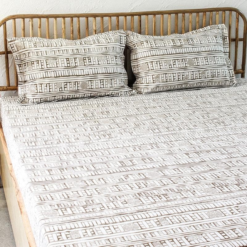 Buy Bricked Bedsheet- Grey & Brown at Vaaree online | Beautiful Bedsheets to choose from