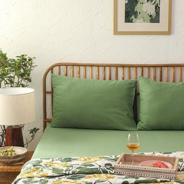 Buy Slay In Solid Bedsheet- Green at Vaaree online