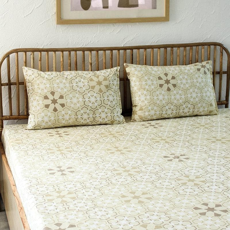 Buy Beige Prismatic Bedsheet at Vaaree online | Beautiful Bedsheets to choose from