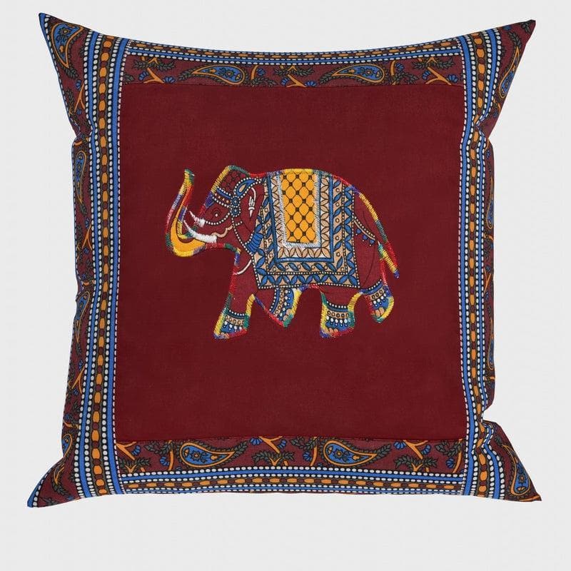 Buy Traditionally Tuskan Cushion Cover- Maroon at Vaaree online | Beautiful Cushion Covers to choose from