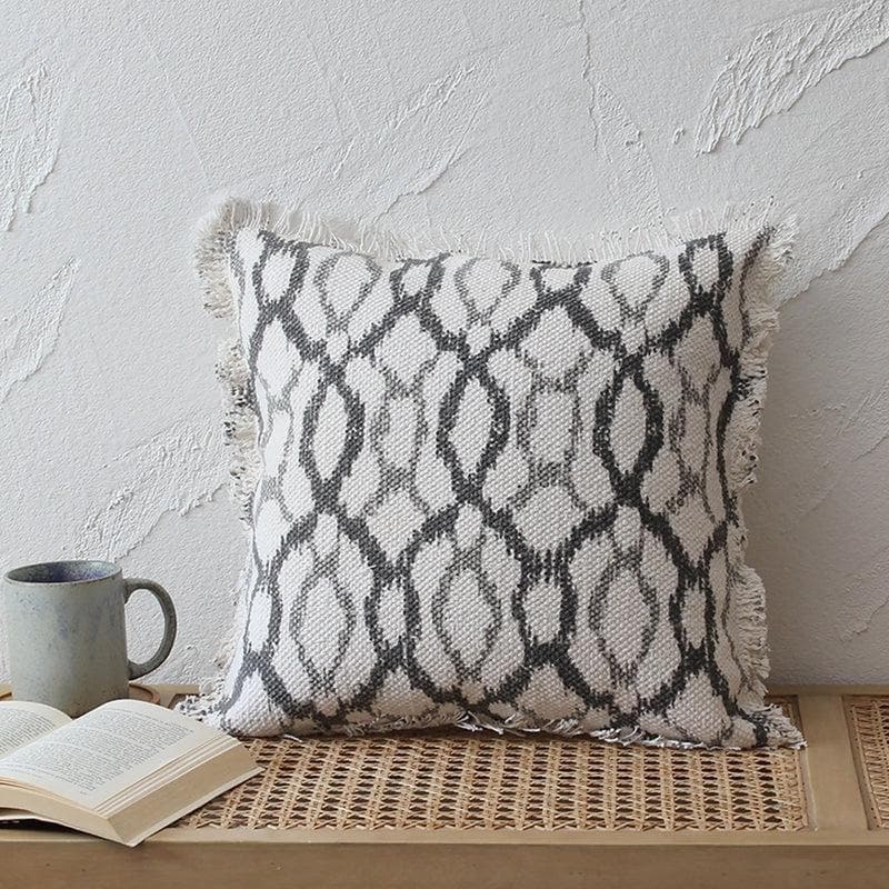Buy Basketweave Printed Cushion Cover- Grey at Vaaree online | Beautiful Cushion Covers to choose from