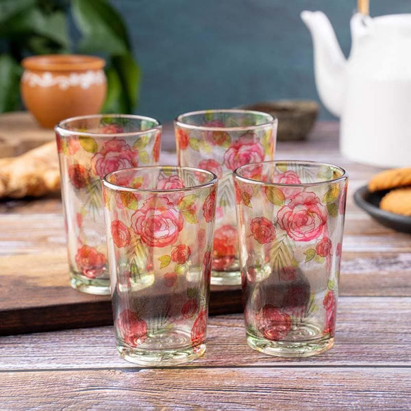 Misty Morning Roses Chai Glass - Set of Four