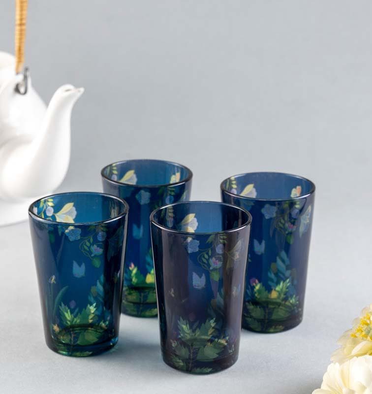 Buy Vibrant Bliss Blue Chai Glass - Set of Four - Set Of Four at Vaaree online | Beautiful Kulhad to choose from