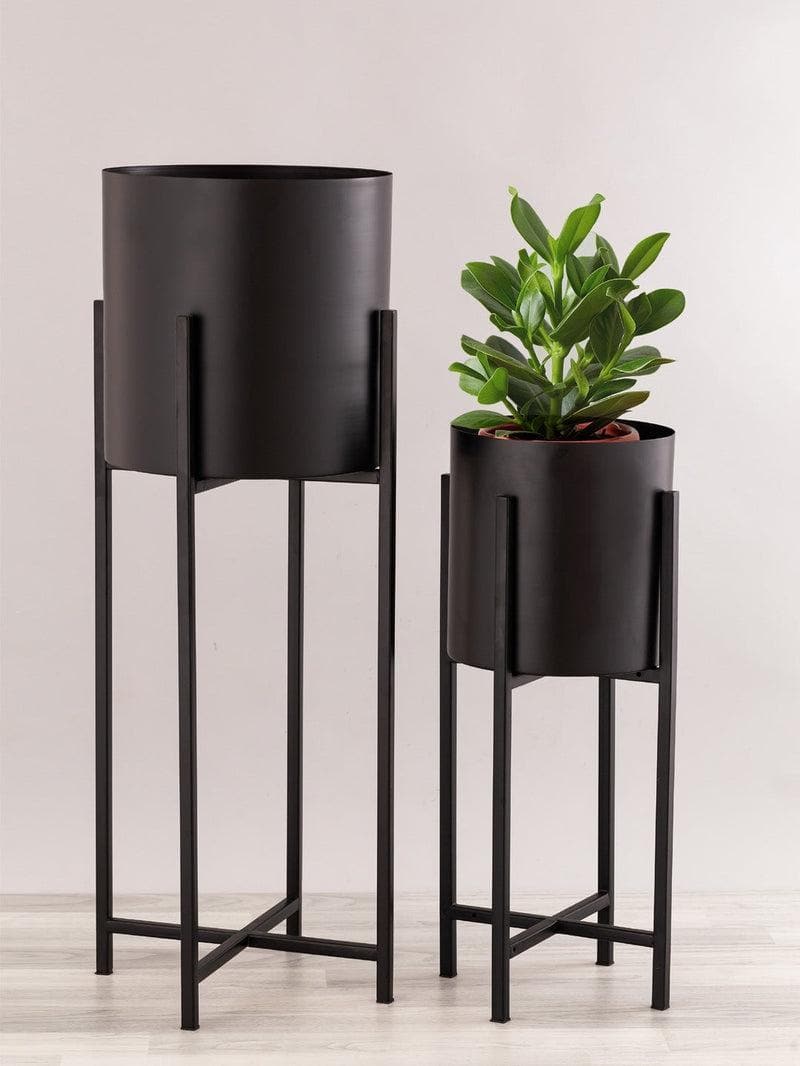 Buy Matte Black Indoor Planters- Set of 2 at Vaaree online | Beautiful Pots & Planters to choose from