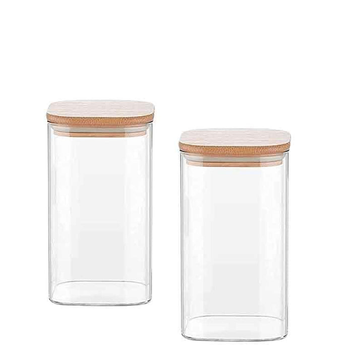 Buy Elina Storage container with bamboo lid (1000 ML Each) - Set of Two at Vaaree online | Beautiful Jar to choose from