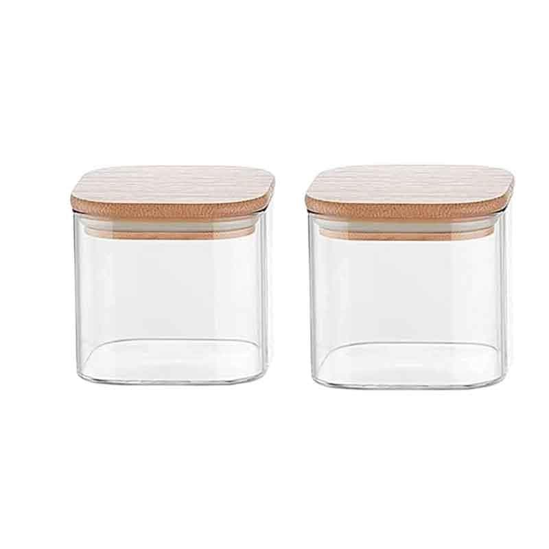 Buy Elina Storage container with bamboo lid (450 ML Each) - Set of Two at Vaaree online | Beautiful Jar to choose from