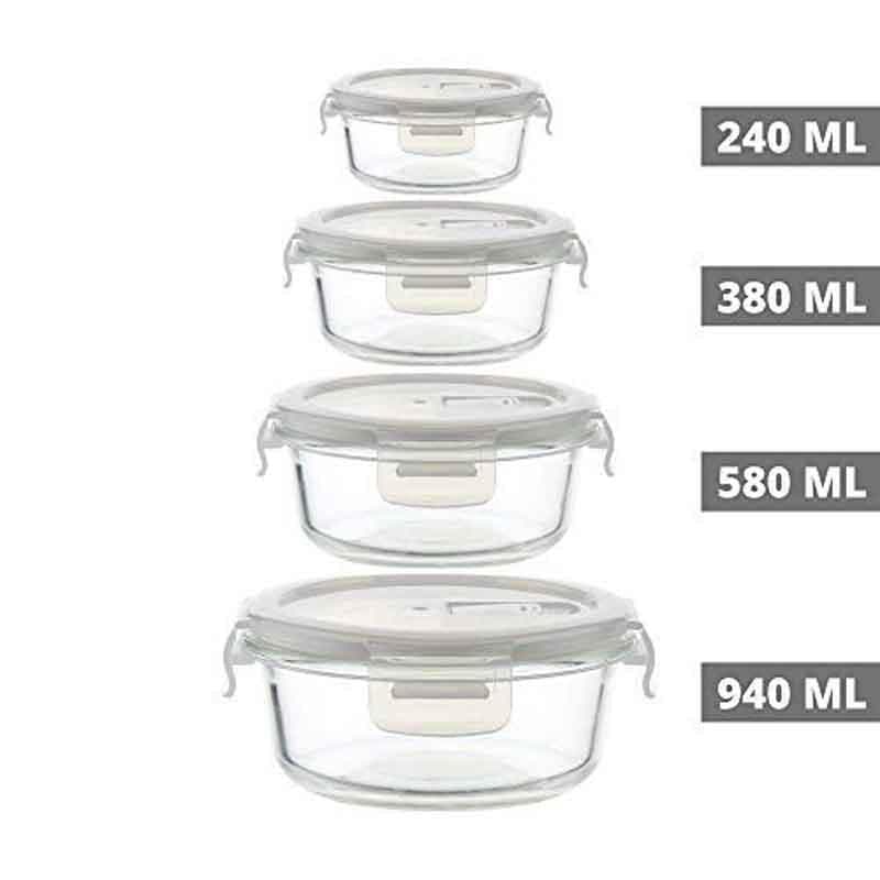 Buy Round Foodie Lunch Box (240/380/580/940 ML) - Set of Four at Vaaree online | Beautiful Container to choose from