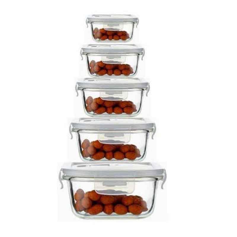 Buy Square Foodie Lunch Box (180/300/500/800/1200 ML) - Set of Five at Vaaree online | Beautiful Container to choose from