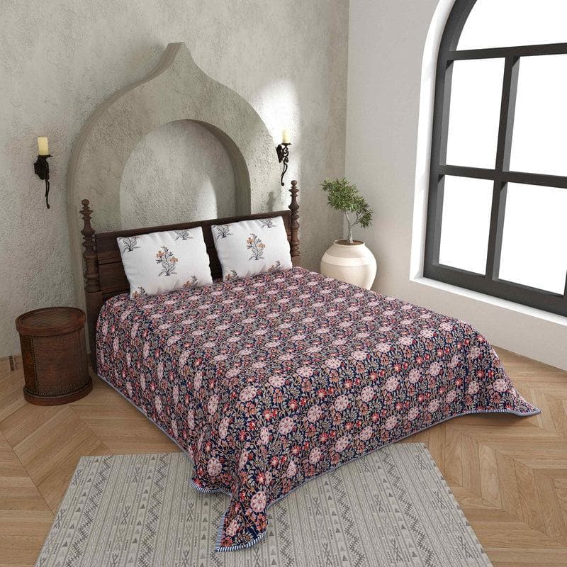 Buy Marianna Quilted Bedcover- Blue at Vaaree online | Beautiful Bedcovers to choose from