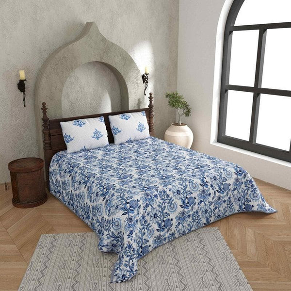 Buy Baagh Gulzar Quilted Bedcover- Blue at Vaaree online | Beautiful Bedcovers to choose from