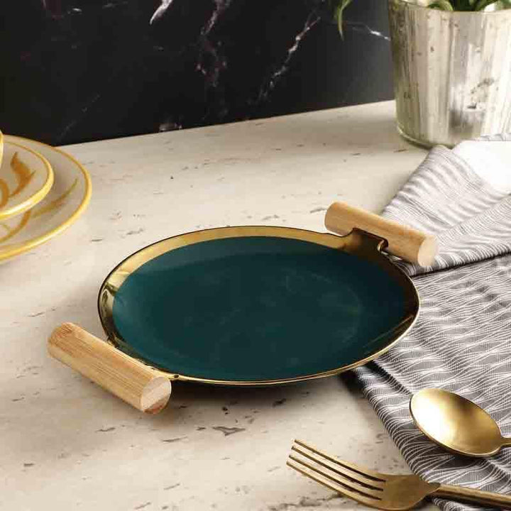 Buy Moonshine Platter With Handles - Teal at Vaaree online | Beautiful Serving Platter to choose from