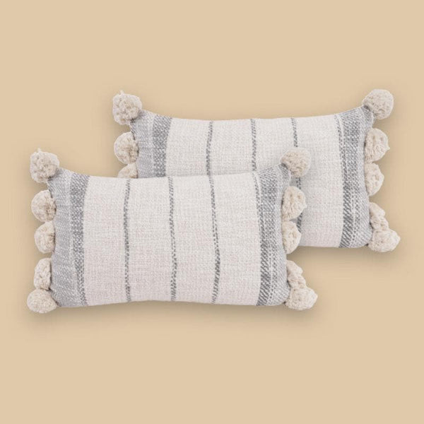 Buy Big Poms Rectangle Cushion Cover - Set Of Two at Vaaree online | Beautiful Cushion Cover Sets to choose from