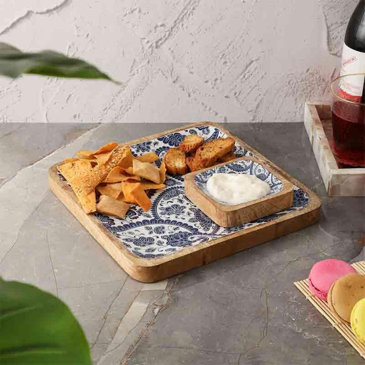 Buy Azure Paisley Dip Platter Set at Vaaree online | Beautiful Serving Platter to choose from