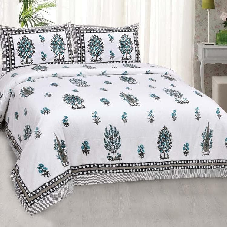 Buy Floral Temple Bedsheet- Blue at Vaaree online | Beautiful Bedsheets to choose from