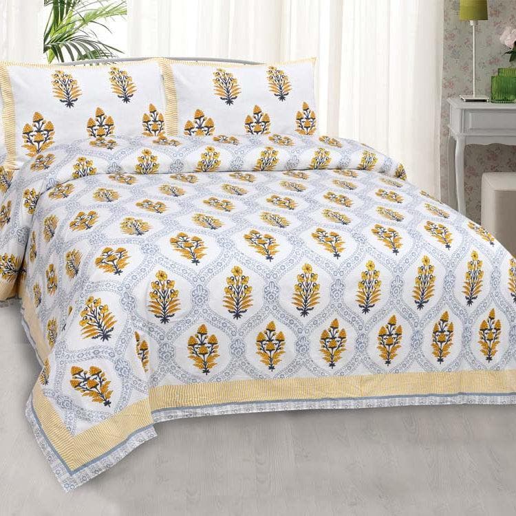 Buy Floral Nest Bedsheet- Yellow at Vaaree online | Beautiful Bedsheets to choose from