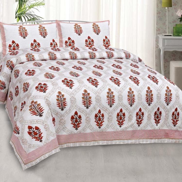 Buy Floral Nest Bedsheet- Orange at Vaaree online | Beautiful Bedsheets to choose from